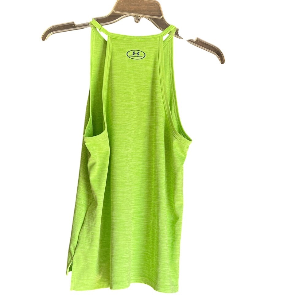 Under Armour Youth Kids Lime Green HeatGear Space Dye Tank Top‎ Loose Fit YLG - Picture 3 of 6